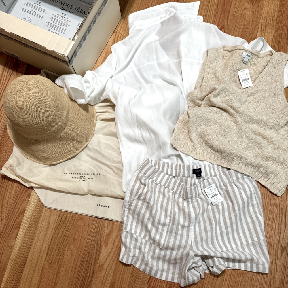 JCrew linen tan shorts